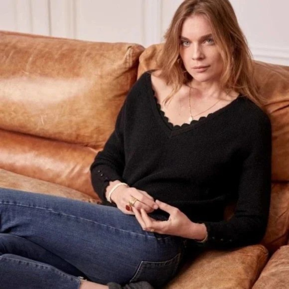 Sezane Nicky Jumper V-Neck Sweater for Women